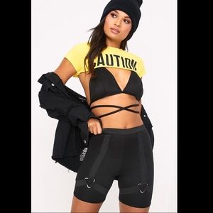 PRETTY LITTLE THING JANINE BLACK HARNESS SHORTS
